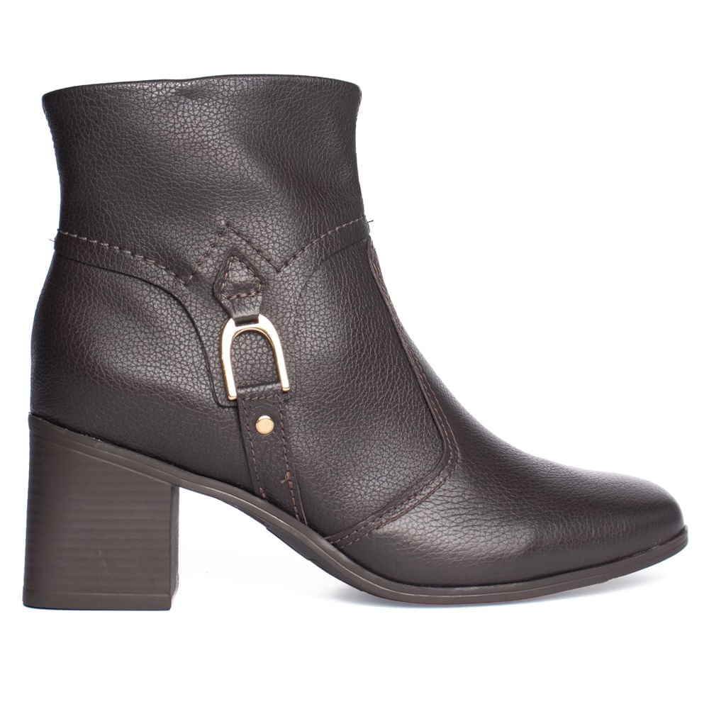 Bota Feminina Bottero Cano Curto Salto Bloco Marrom