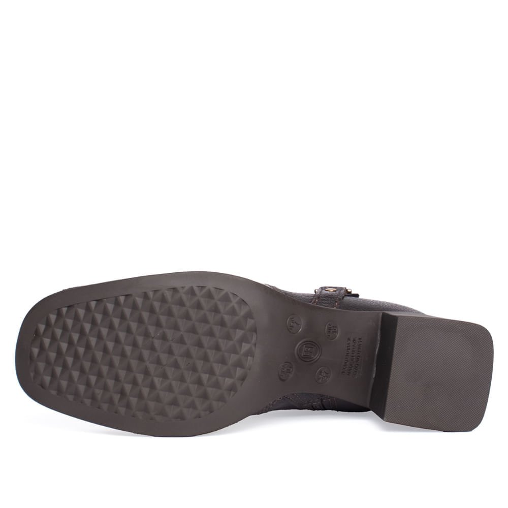 Bota Feminina Bottero Cano Curto Salto Bloco Marrom Marrom Escuro 2