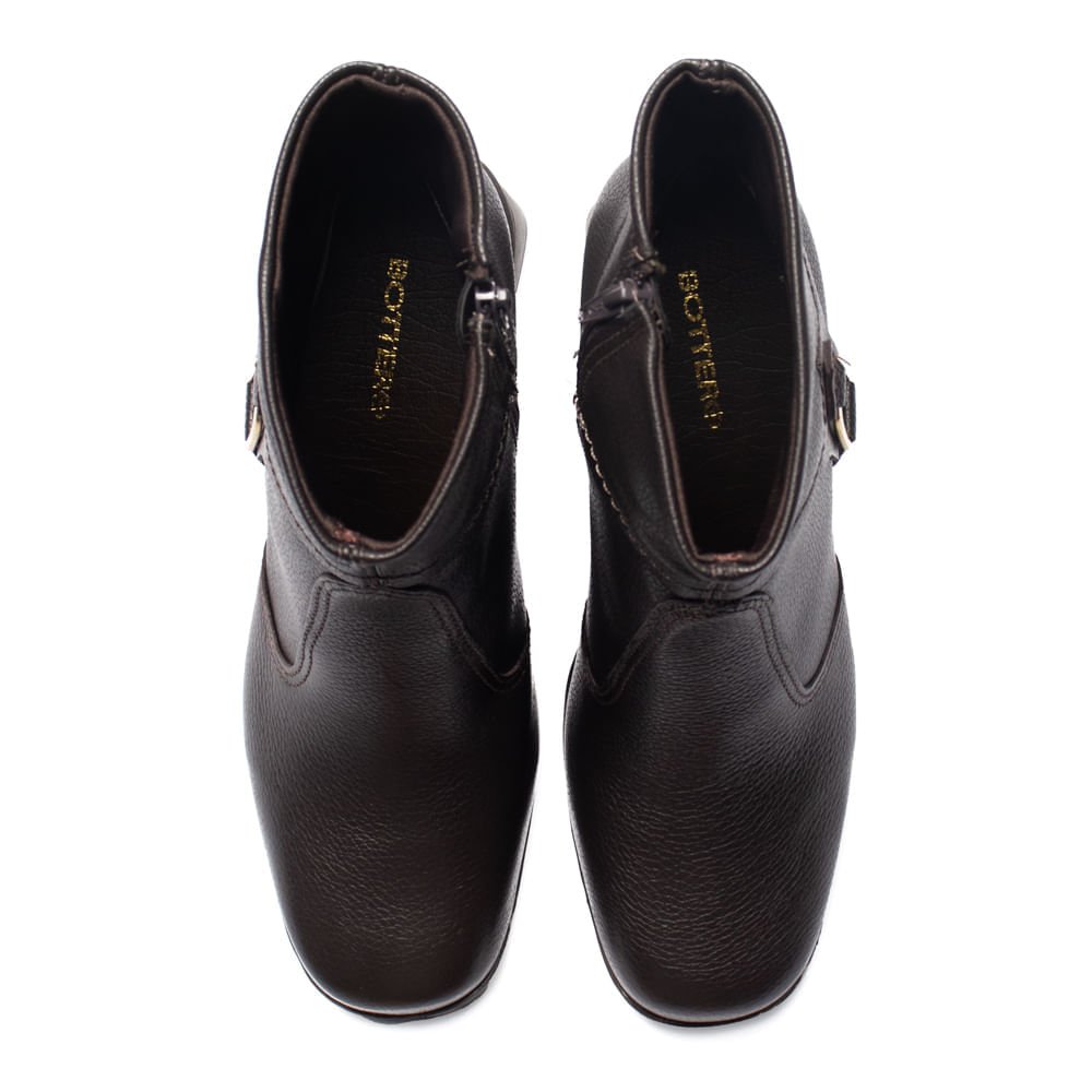 Bota Feminina Bottero Cano Curto Salto Bloco Marrom Marrom Escuro 4