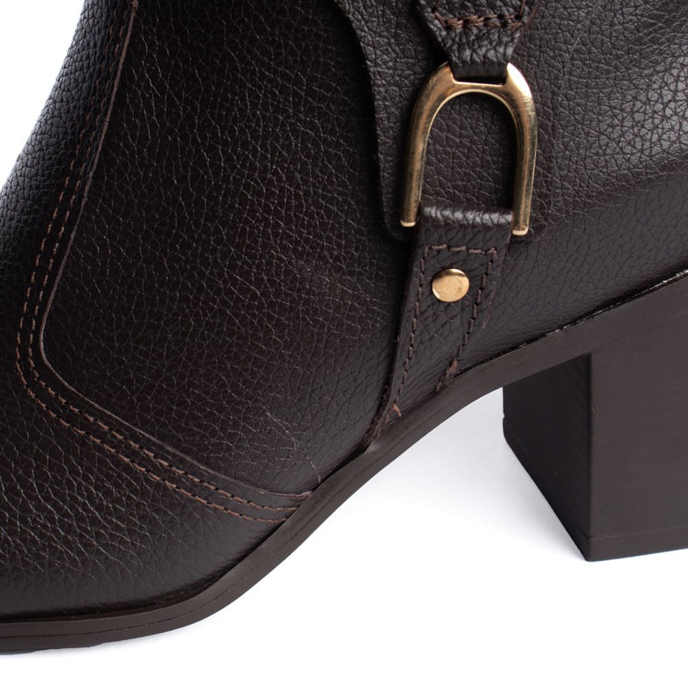 Bota Feminina Bottero Cano Curto Salto Bloco Marrom Marrom Escuro 5