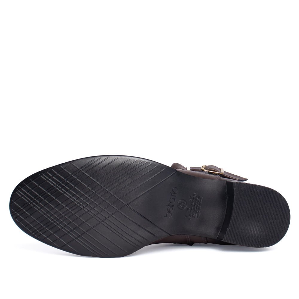 Bota Feminina Beira Rio Cano Curto com Fivelas Marrom Escuro Marrom Escuro 2