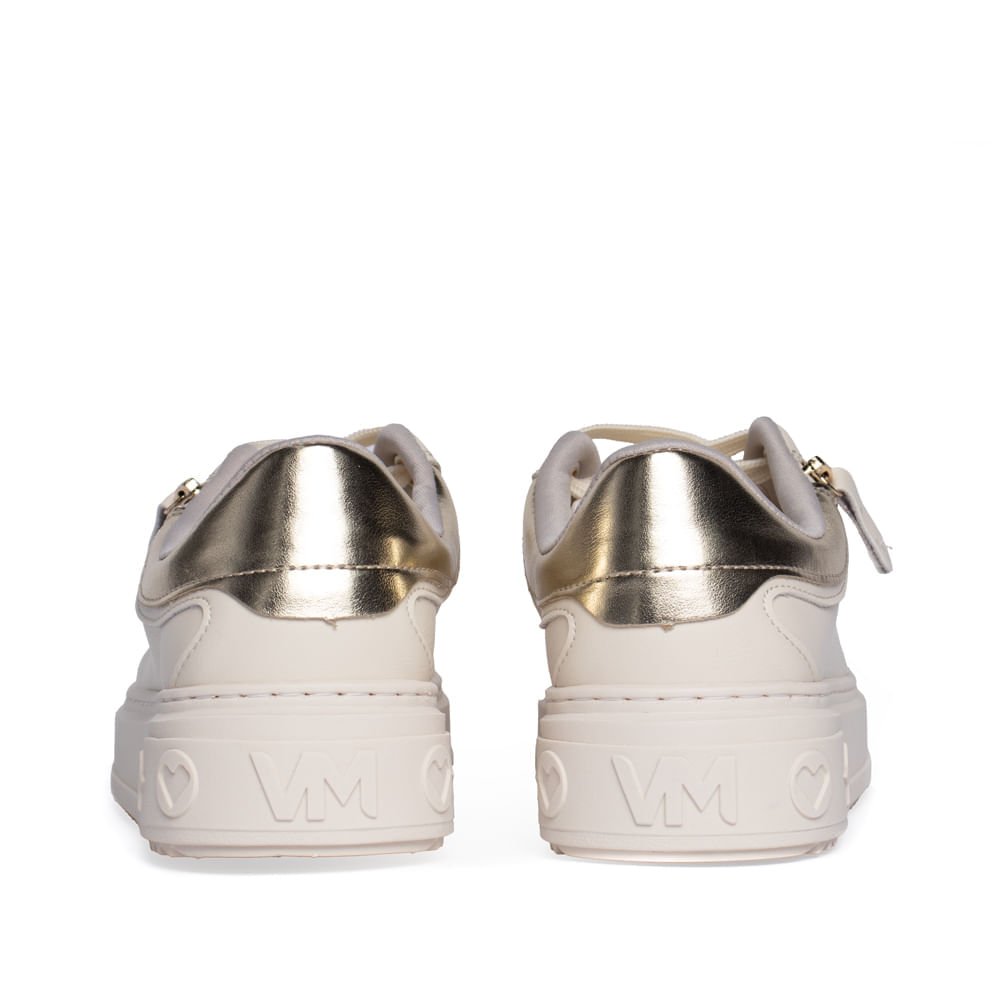 Tênis Feminino Via Marte Marfim Off White Dourado Dourado 3