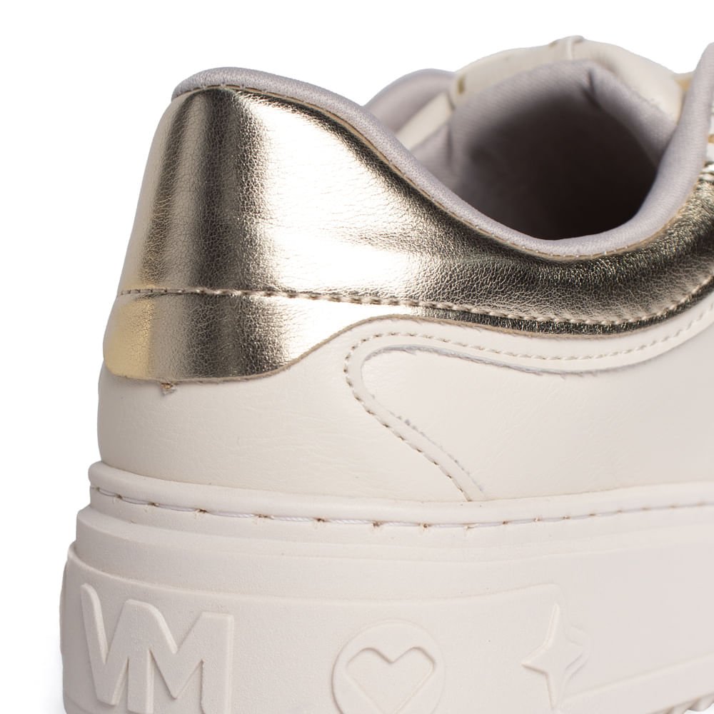 Tênis Feminino Via Marte Marfim Off White Dourado Dourado 5