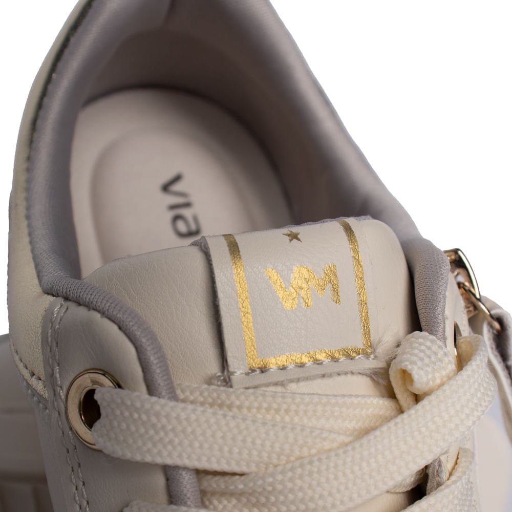 Tênis Feminino Via Marte Marfim Off White Dourado Dourado 6