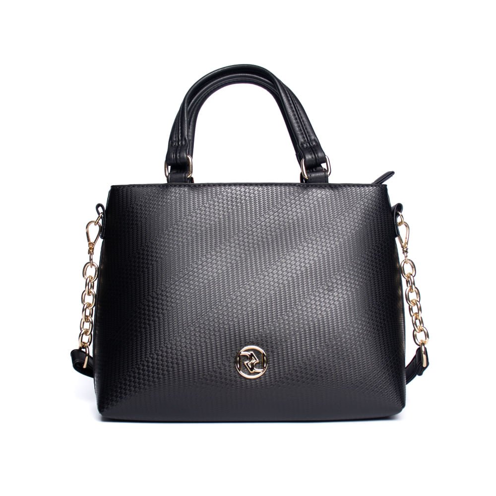 Bolsa Feminina Rafitthy Tiracolo Média Texturizada Preto