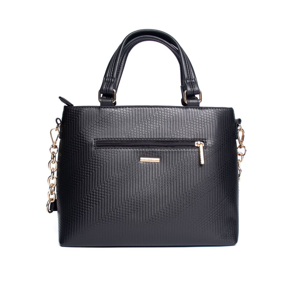 Bolsa Feminina Rafitthy Tiracolo Média Texturizada Preto Preto 2