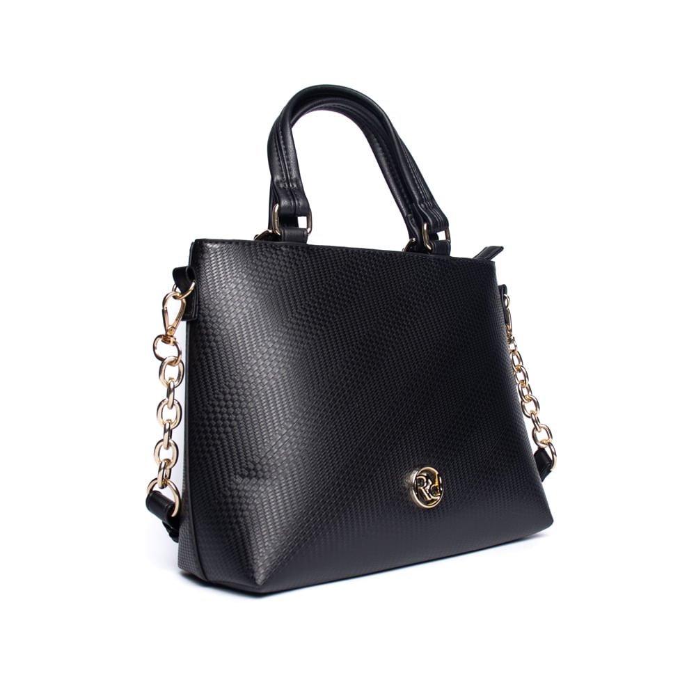 Bolsa Feminina Rafitthy Tiracolo Média Texturizada Preto Preto 3