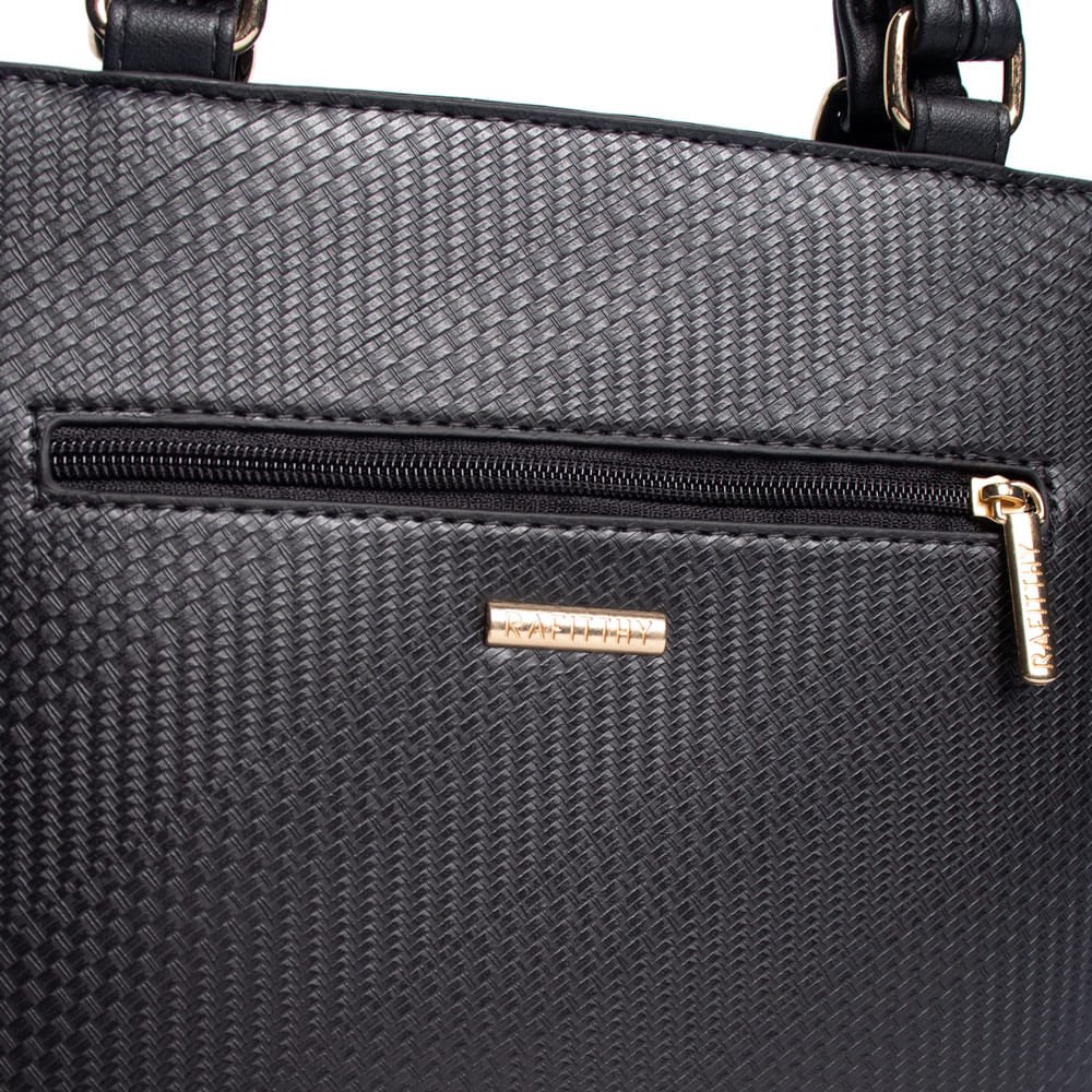 Bolsa Feminina Rafitthy Tiracolo Média Texturizada Preto Preto 4