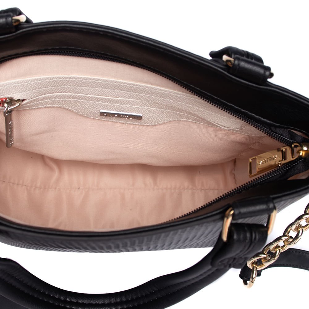 Bolsa Feminina Rafitthy Tiracolo Média Texturizada Preto Preto 6