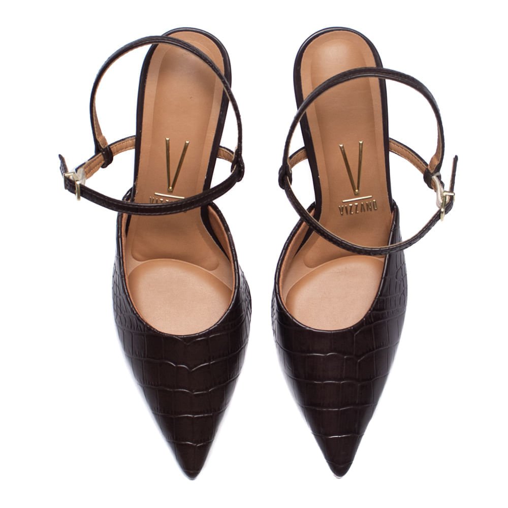 Scarpin Feminino Vizzano Croco Marrom Marrom 4