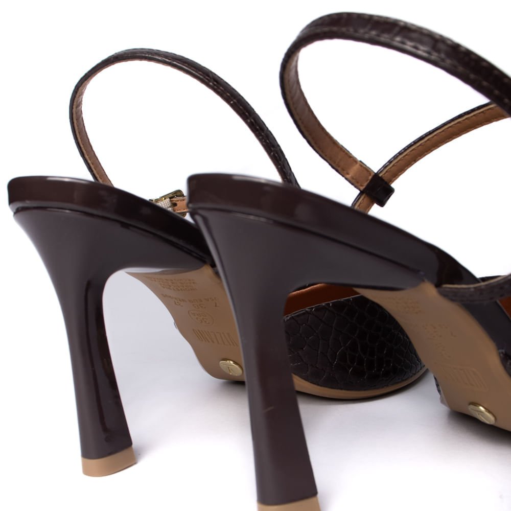 Scarpin Feminino Vizzano Croco Marrom Marrom 5