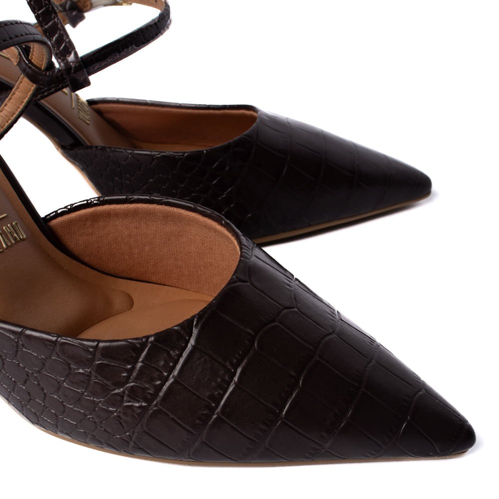 Scarpin Feminino Vizzano Croco Marrom Marrom 6