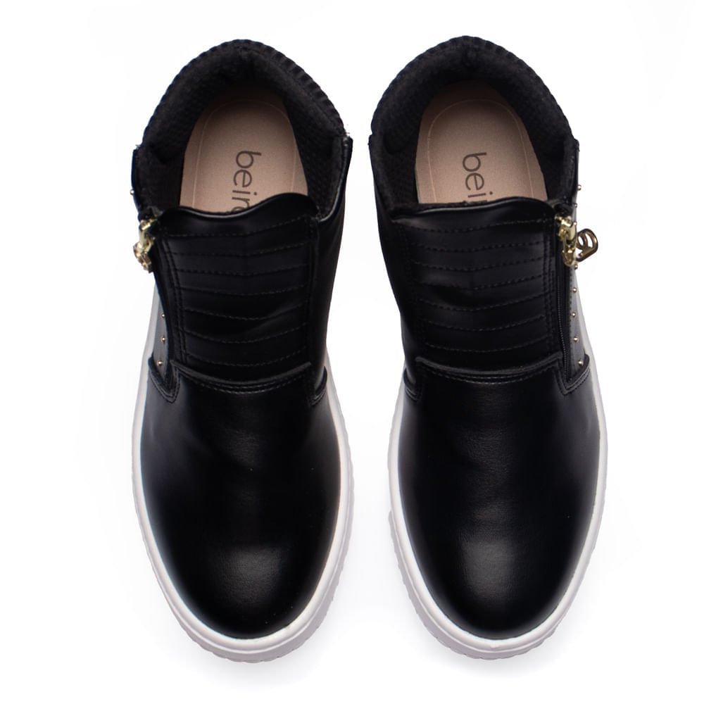 Bota Feminina Beira Rio Napa com Aplicações Preto Preto 4