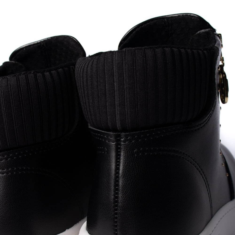 Bota Feminina Beira Rio Napa com Aplicações Preto Preto 6