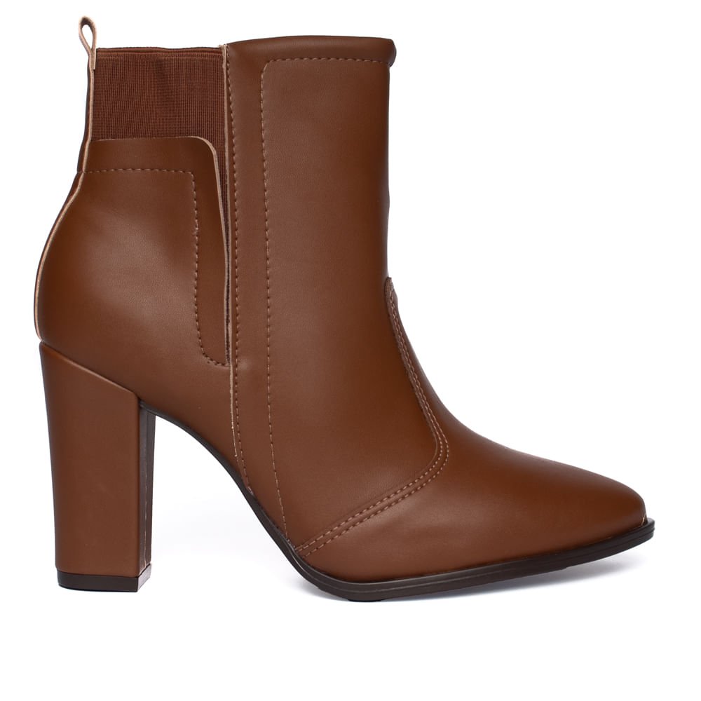 Bota Feminina Beira Rio Cano Curto Salto Alto Caramelo