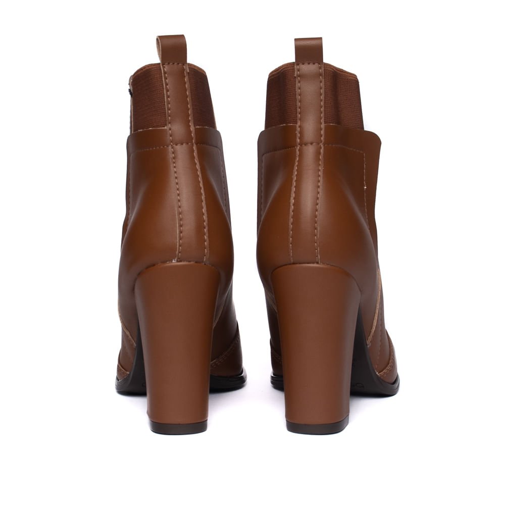 Bota Feminina Beira Rio Cano Curto Salto Alto Caramelo Marrom 3