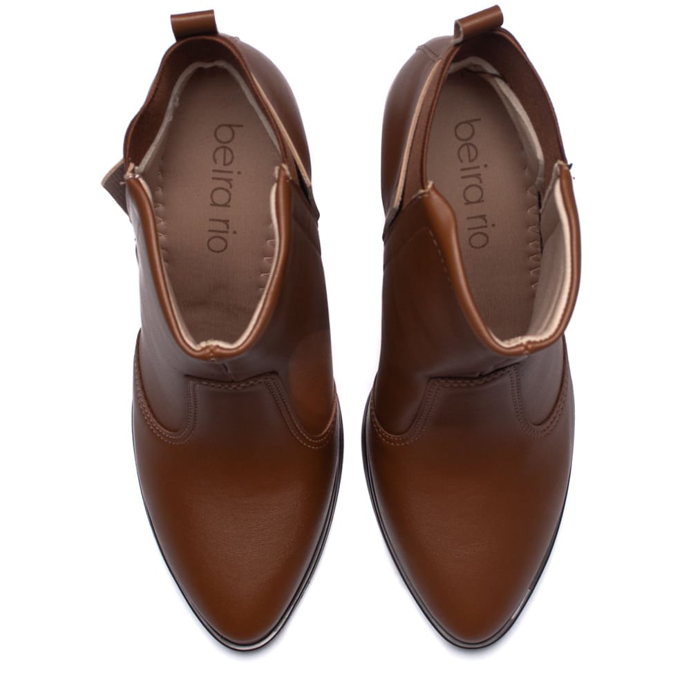 Bota Feminina Beira Rio Cano Curto Salto Alto Caramelo Marrom 4