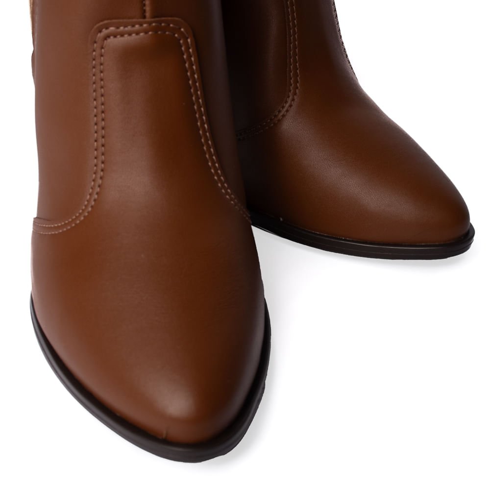 Bota Feminina Beira Rio Cano Curto Salto Alto Caramelo Marrom 6