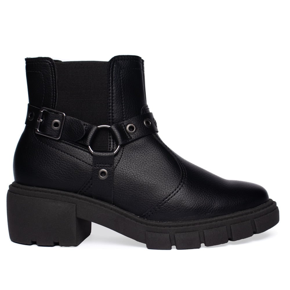 Bota Feminina Beira Rio Cano Curto Tratorada Preta