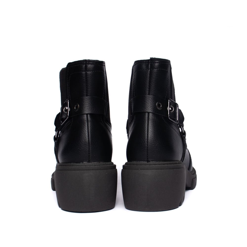 Bota Feminina Beira Rio Cano Curto Tratorada Preta Preto 3