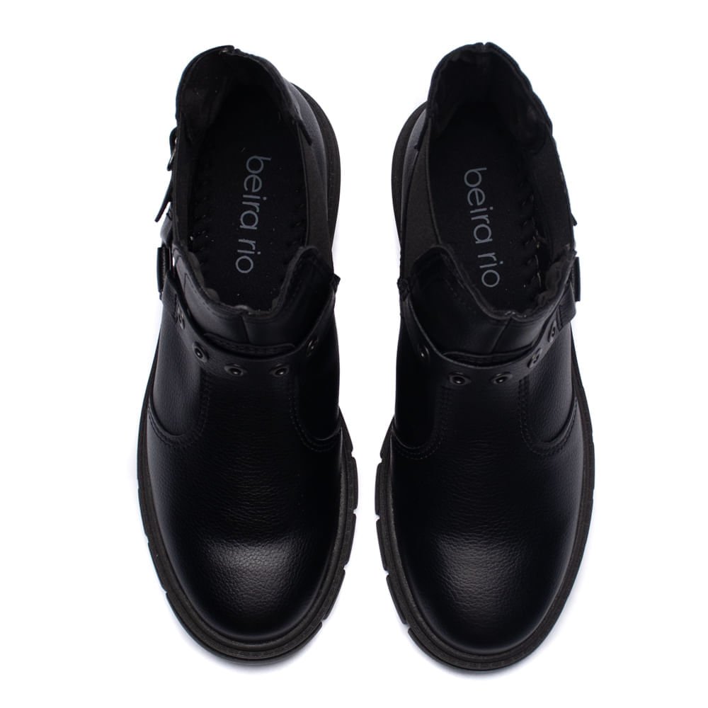 Bota Feminina Beira Rio Cano Curto Tratorada Preta Preto 4