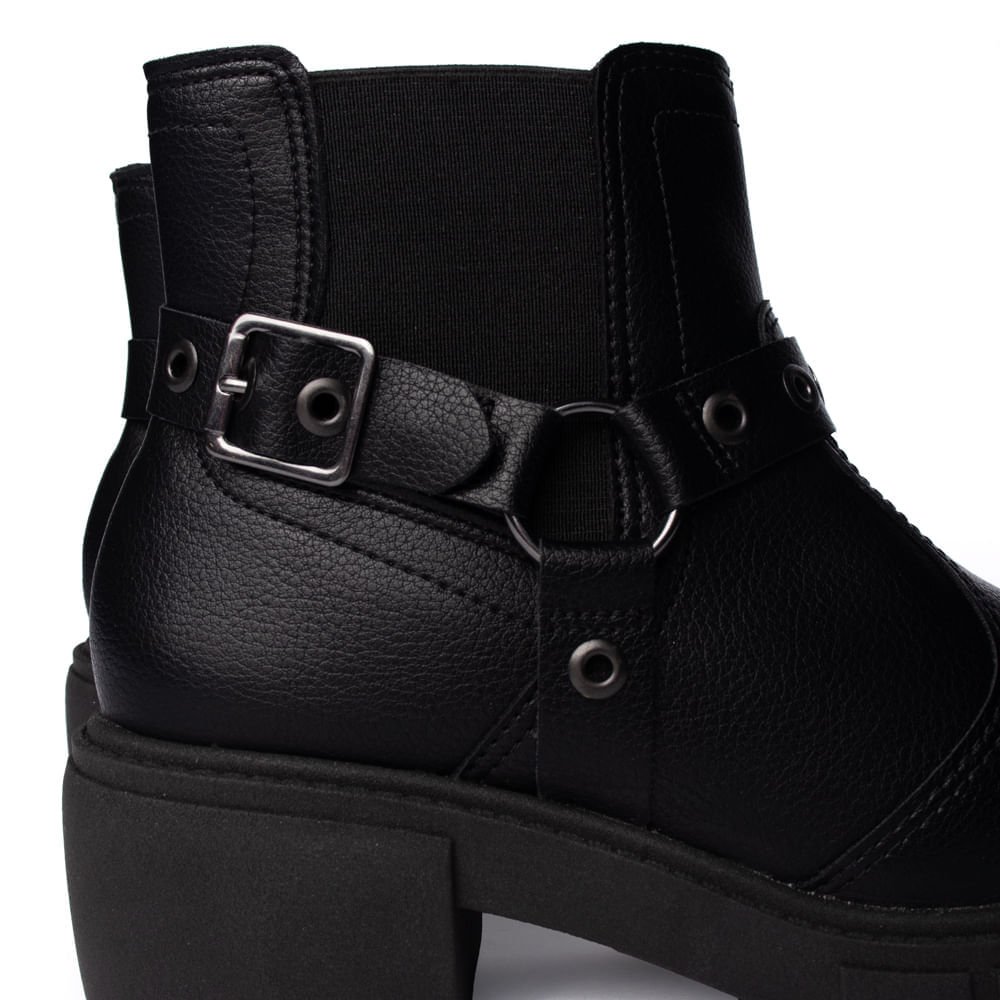 Bota Feminina Beira Rio Cano Curto Tratorada Preta Preto 5