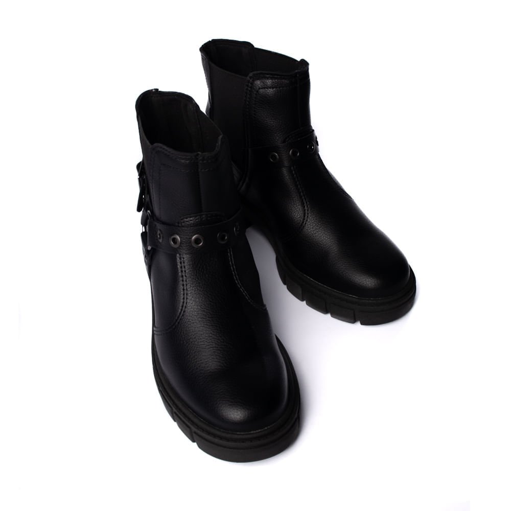 Bota Feminina Beira Rio Cano Curto Tratorada Preta Preto 7