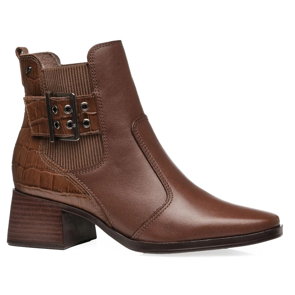 Bota Feminina Pegada Fivela de Couro Marrom