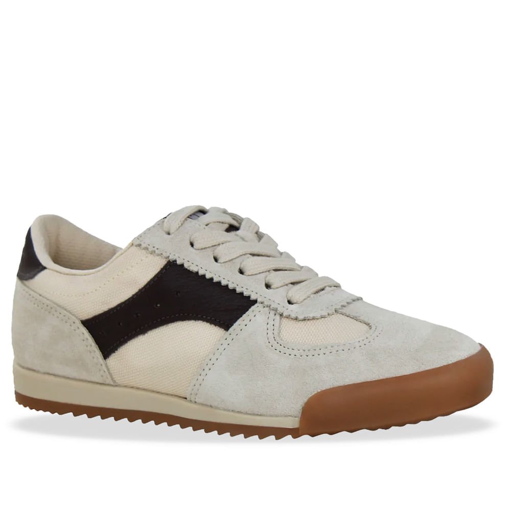 Tênis Feminino Bottero de Couro Casual Retrô Bege Claro