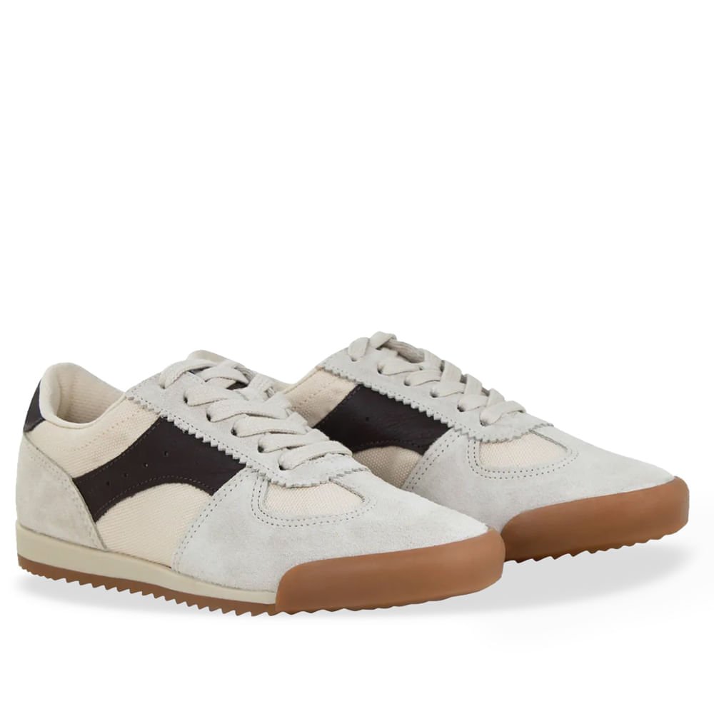 Tênis Feminino Bottero de Couro Casual Retrô Bege Claro Bege Claro 2