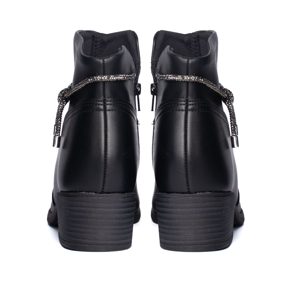 Bota Feminina Beira Rio Cano Curto Cordão Brilhante Preto Preto 3