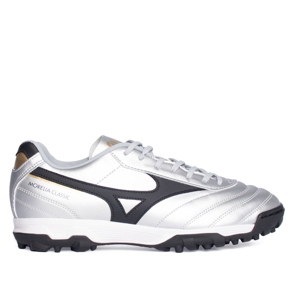 Chuteira Mizuno Morelia Classic Society Prata/Preto