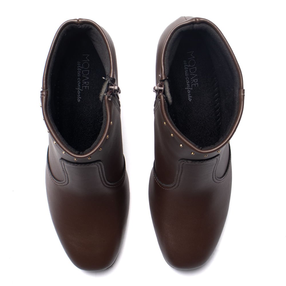 Bota Feminina Modare de Salto Bloco em Napa Marrom Escuro Marrom Escuro 4