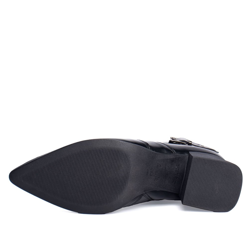 Bota Feminina Ramarim Cano Curto com Detalhe Fivela Preto Preto 2