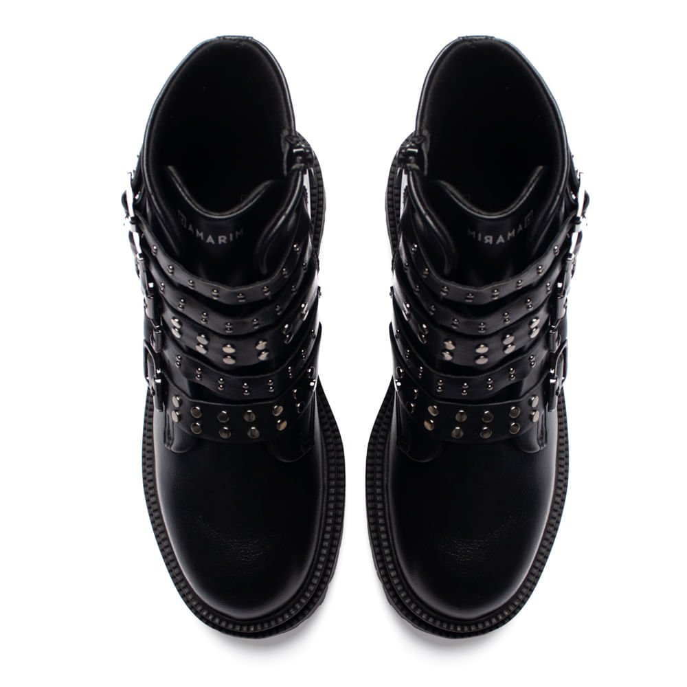 Coturno Feminino Ramarim Cano Baixo Com Fivelas Preto Preto 4