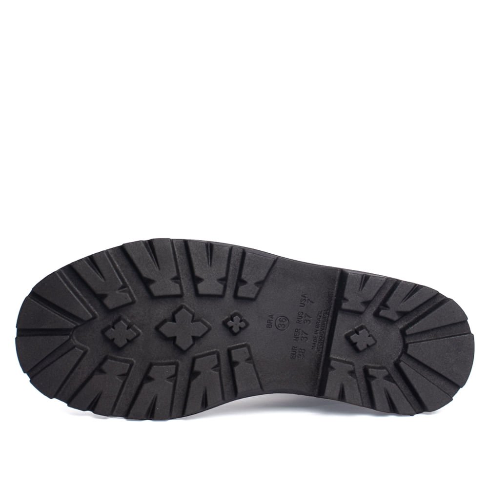 Coturno Feminino Ramarim Cano Baixo Com Fivelas Preto Preto 2