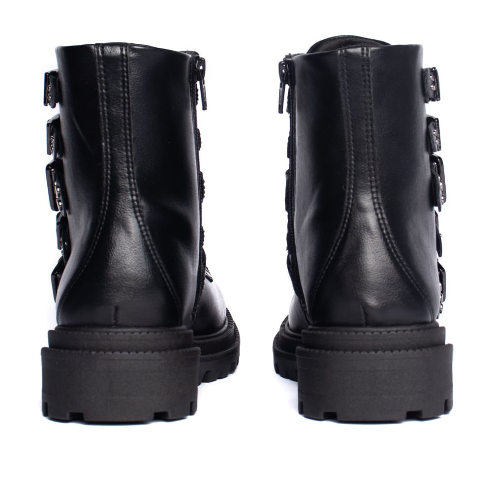 Coturno Feminino Ramarim Cano Baixo Com Fivelas Preto Preto 3