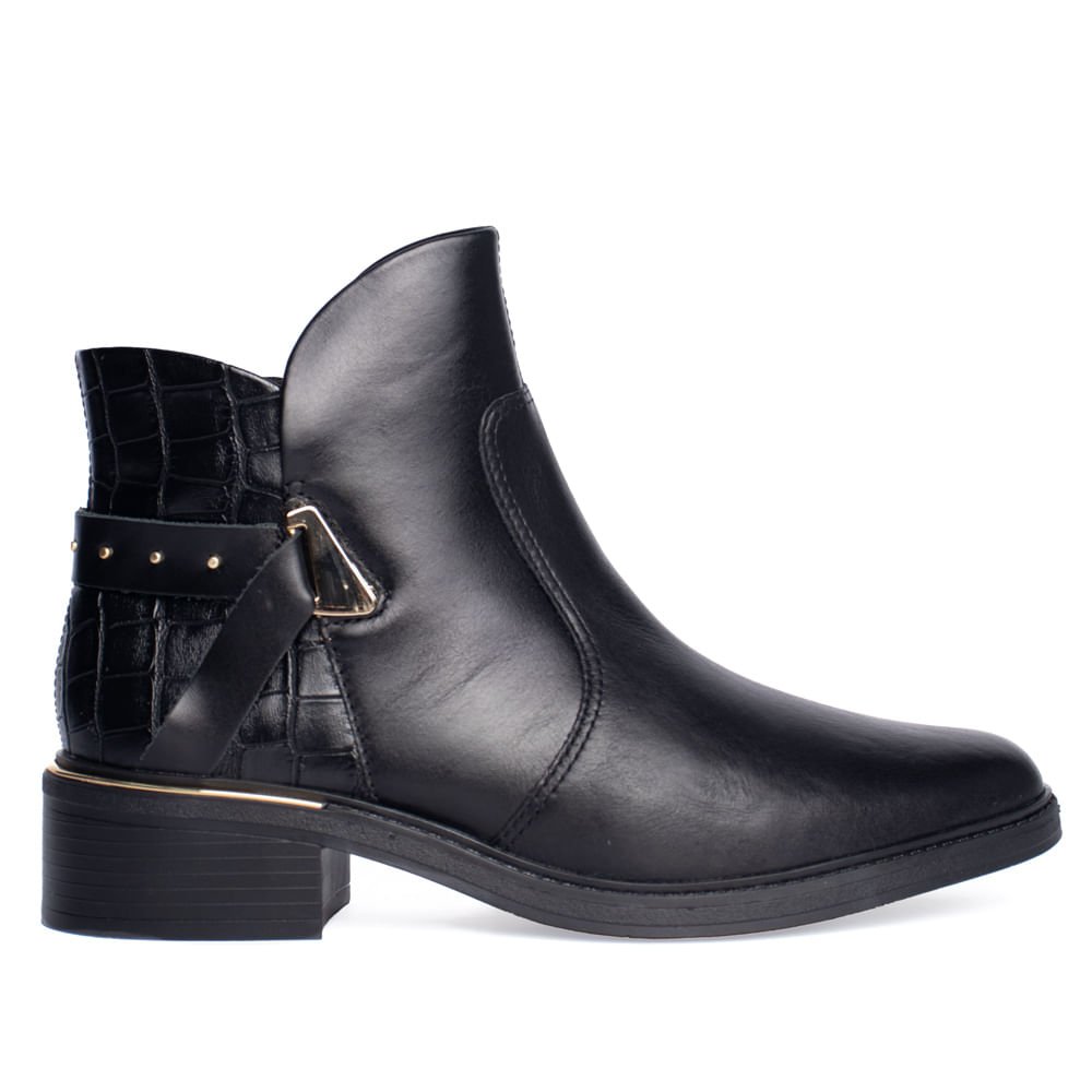 Bota Feminina Confortflex Croco de Couro Preto