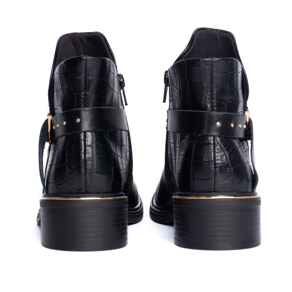 Bota Feminina Confortflex Croco de Couro Preto Preto 3