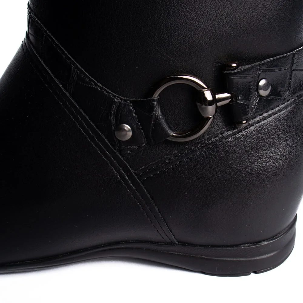 Bota Feminina Comfortflex Cano Curto Preto Preto 5