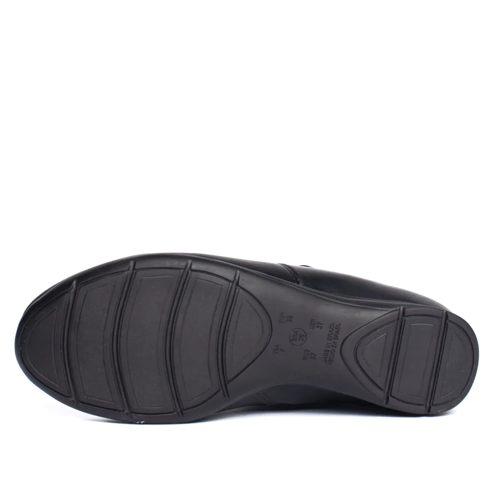 Bota Feminina Comfortflex Croco de Couro Preto Preto 2