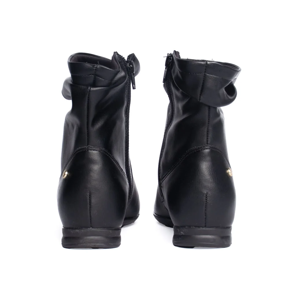 Bota Feminina Comfortflex Croco de Couro Preto Preto 3