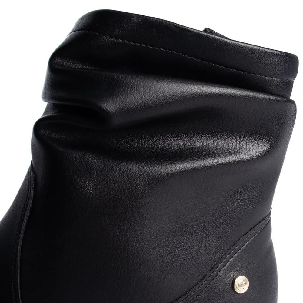 Bota Feminina Comfortflex Croco de Couro Preto Preto 5