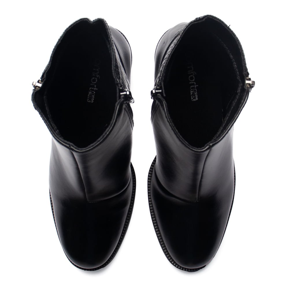 Bota Feminina Comfortflex com Detalhe Texturizado Preto Preto 4