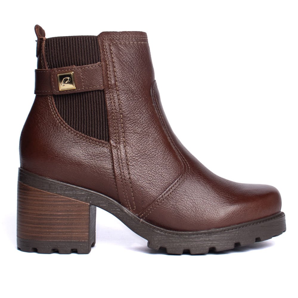 Bota Feminina Pegada Cano Curto Chelsea Napa Marrom
