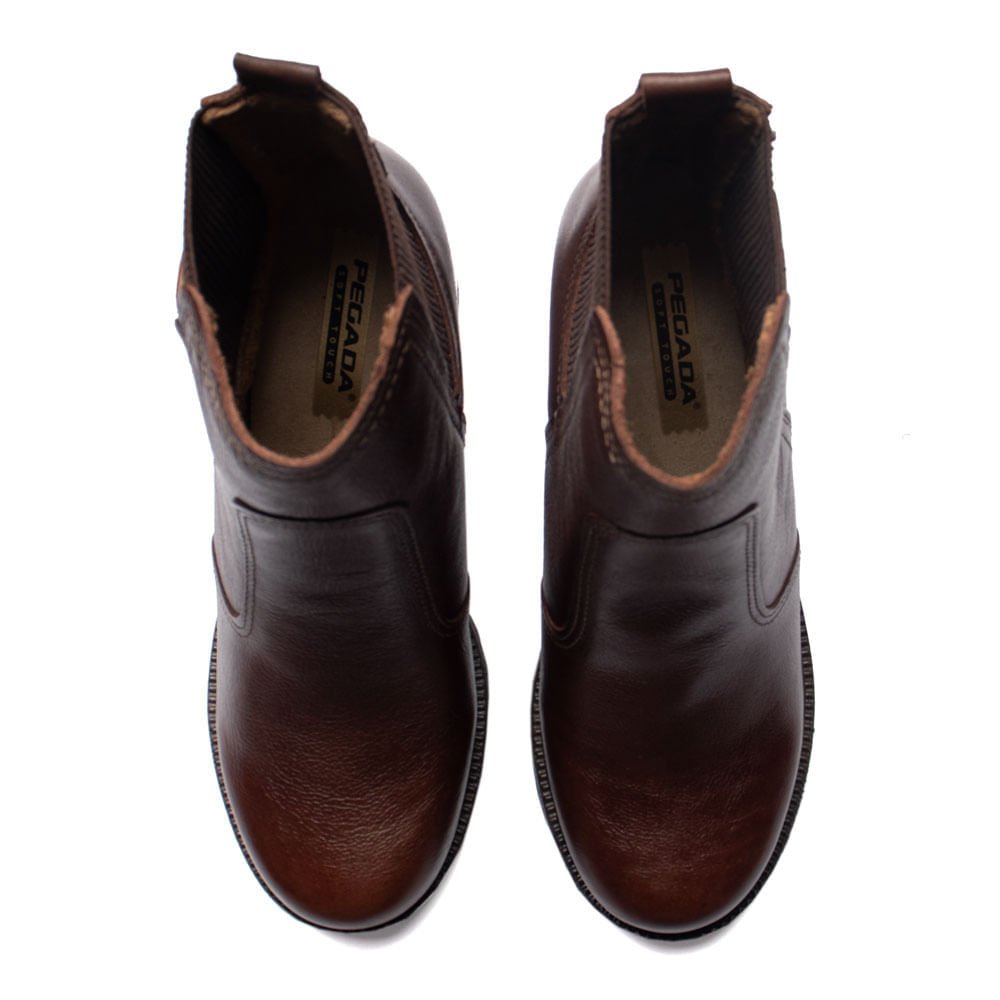 Bota Feminina Pegada Cano Curto Chelsea Napa Marrom Marrom 4