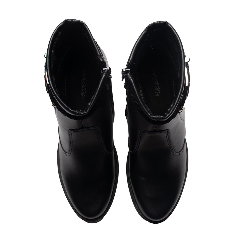 Bota Feminina Mississipi Cano Curto Fivela Preto Preto 4