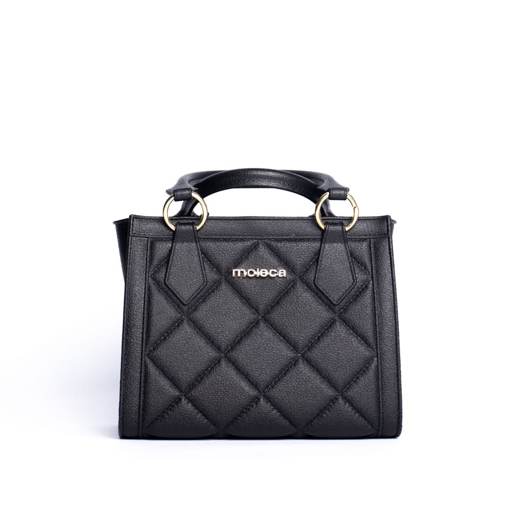 Bolsa Feminina Moleca Tote Pequena Texturizada Preto Preto 2