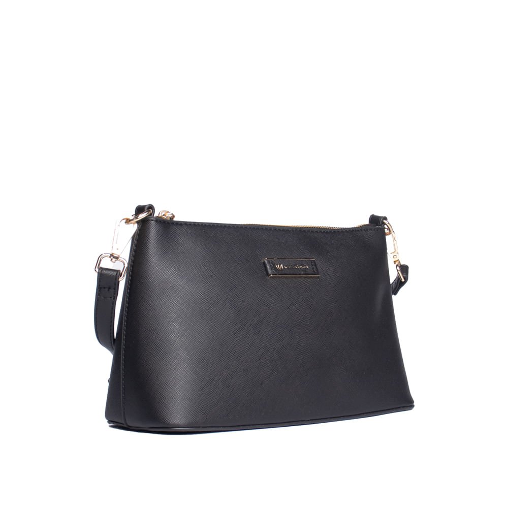 Bolsa Feminina WJ Transversal Pequena com Textura Preto Preto 3