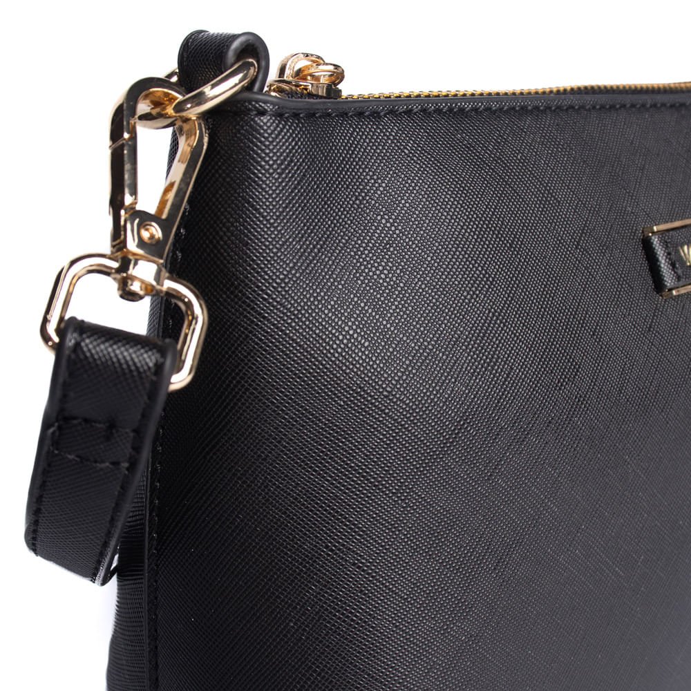 Bolsa Feminina WJ Transversal Pequena com Textura Preto Preto 4